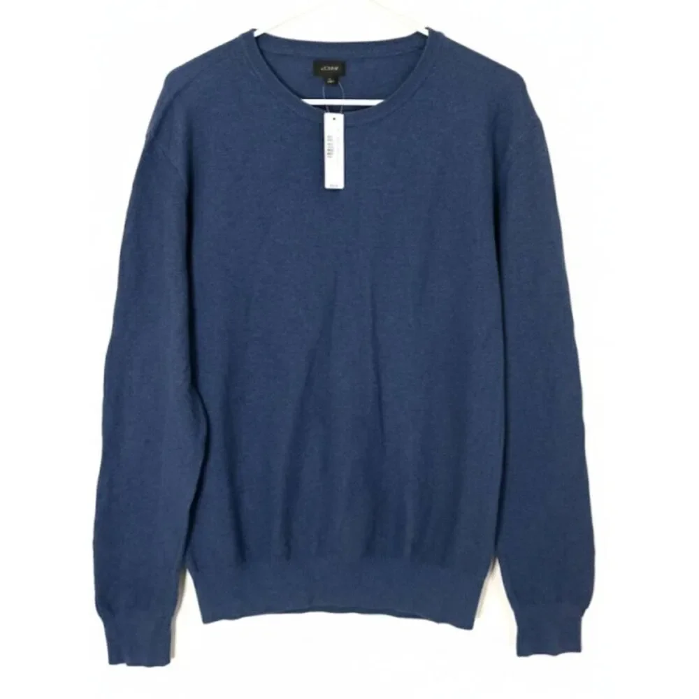 J.crew mens large sweater blue longsleeve pullover cotton classic 4 season